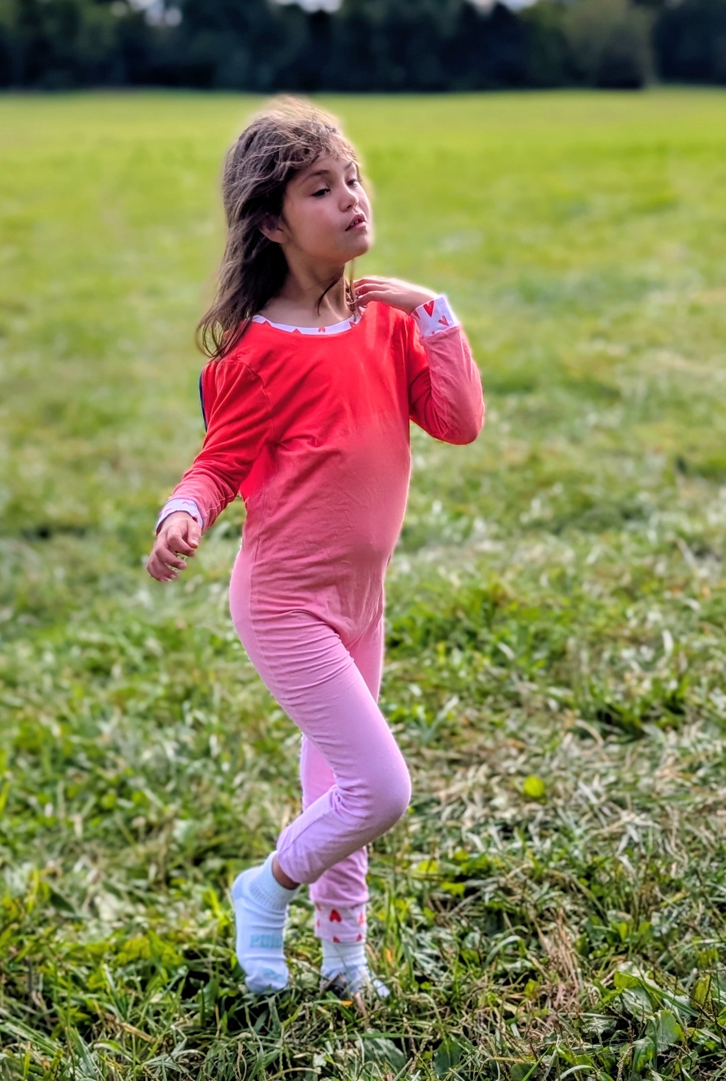 Girls Reversable Pajama or Daywear Jumpsuit | Red Heart Ombre