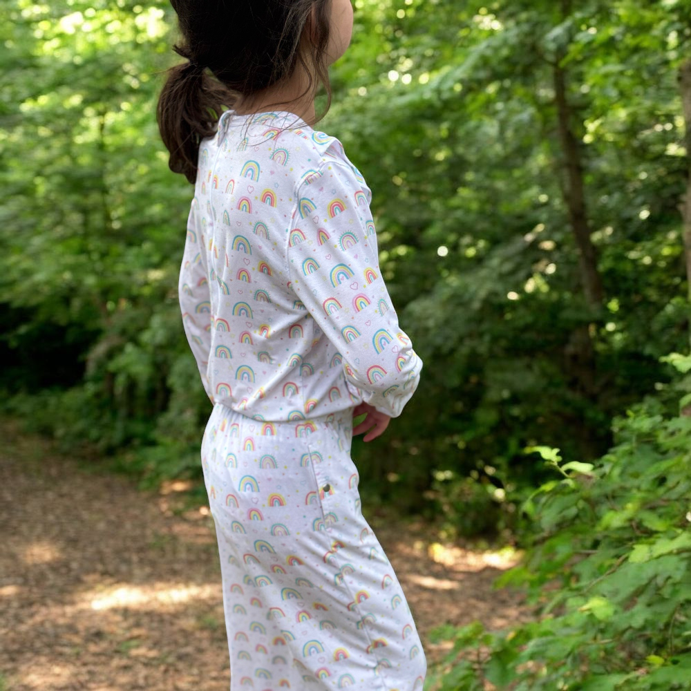 Rainbow Heart Jumpsuit | Stylish Kids' Ruffled One-Piece