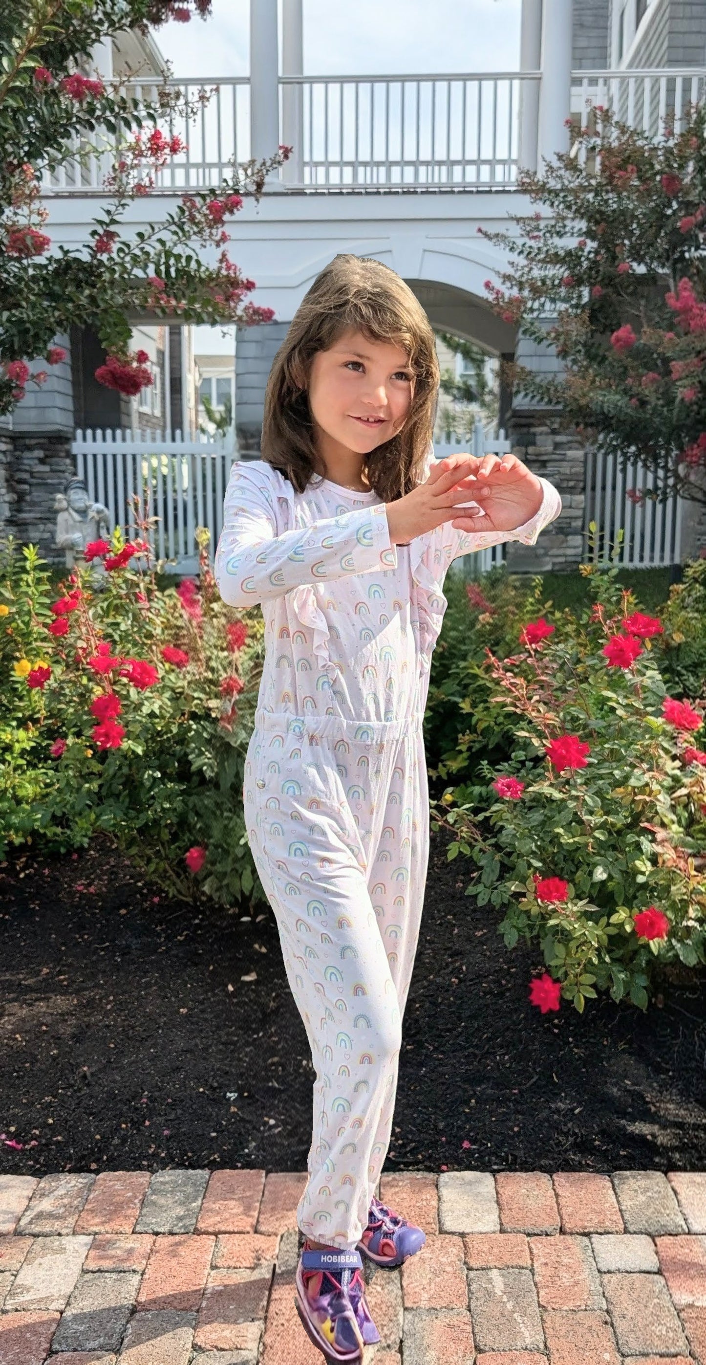 Rainbow Heart Jumpsuit | Stylish Kids' Ruffled One-Piece