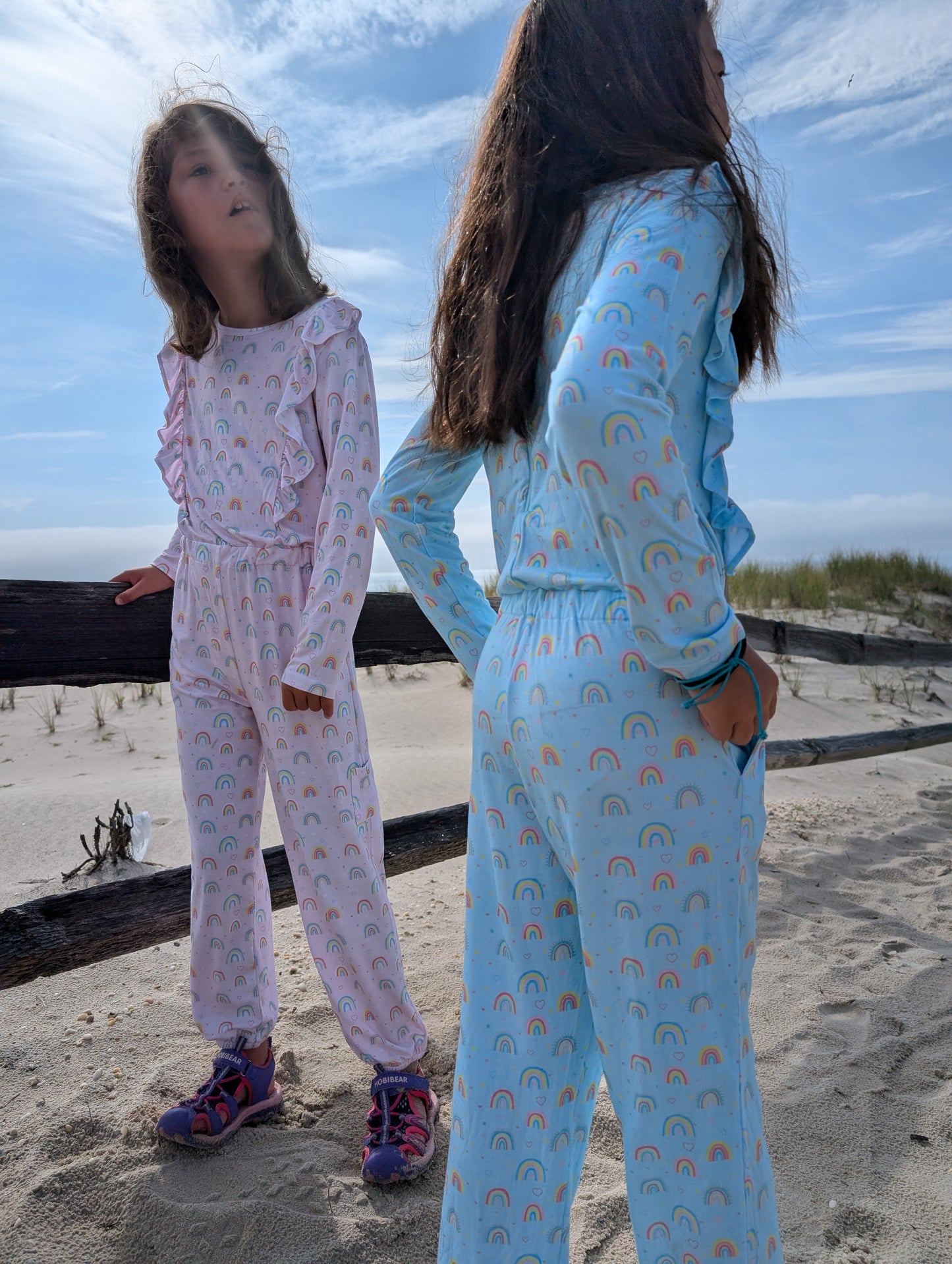 Rainbow Heart Jumpsuit | Stylish Kids' Ruffled One-Piece