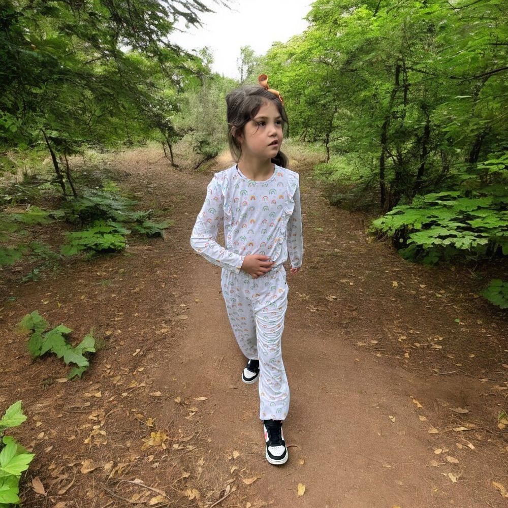 Rainbow Heart Jumpsuit | Stylish Kids' Ruffled One-Piece